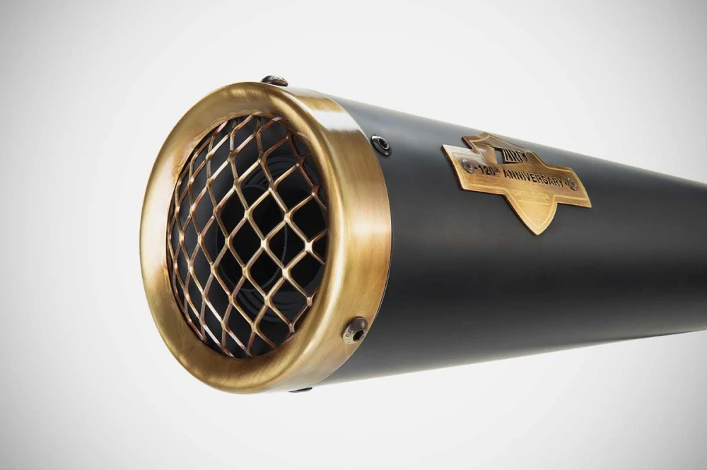 Výfukový systém motocyklu ZARD FULL KIT EXHAUST SYSTEM 2:1 pro motocykl HARLEY DAVIDSON M8 TOURINGS (STREET GLIDE / ROAD KING / ROAD GLIDE) rok 2017-2023 viz popis, limitovaná edice 120TH barva černá/mosazné zakončení 