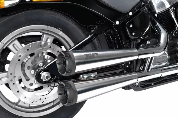 Homologované koncovky výfuku motocyklu ZARD SLIP ON MUFFLERS HOMOLOGACE E4/E5 pro motocykl HARLEY DAVIDSON SOFTAIL M8 rok 2017-2024 viz popis, barva lesklý chrom