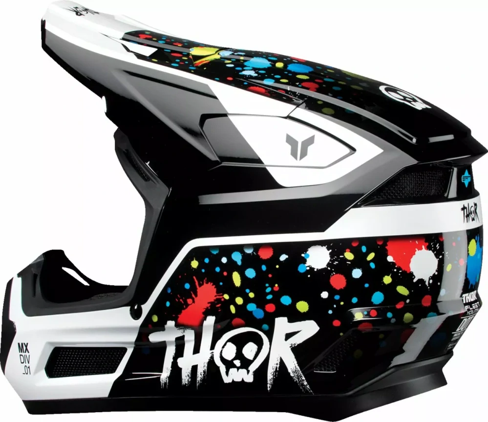 a Dětská motokrosová přilba THOR FLEET YOUTH SPLAT barva navy modrá/bílá velikost L, obvod 52-53 cm