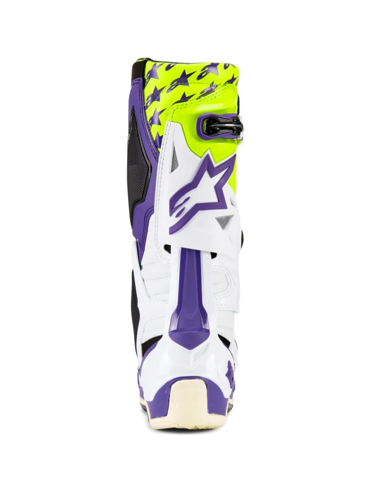 Motokrosové boty ALPINESTARS TECH 10 DIRT STUDIOS LIMITOVANÁ EDICE bílá/fialová/žlutá fluo
