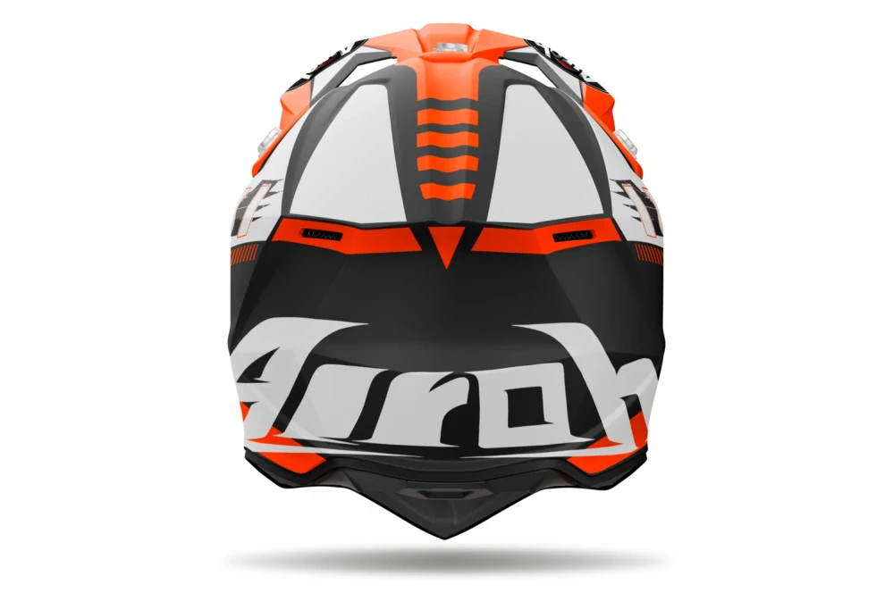 a Motokrosová přilba AIROH WRAAAP FEEL barva oranžová/černá/bílá matná, velikost S pro obvod hlavy 55-56 cm