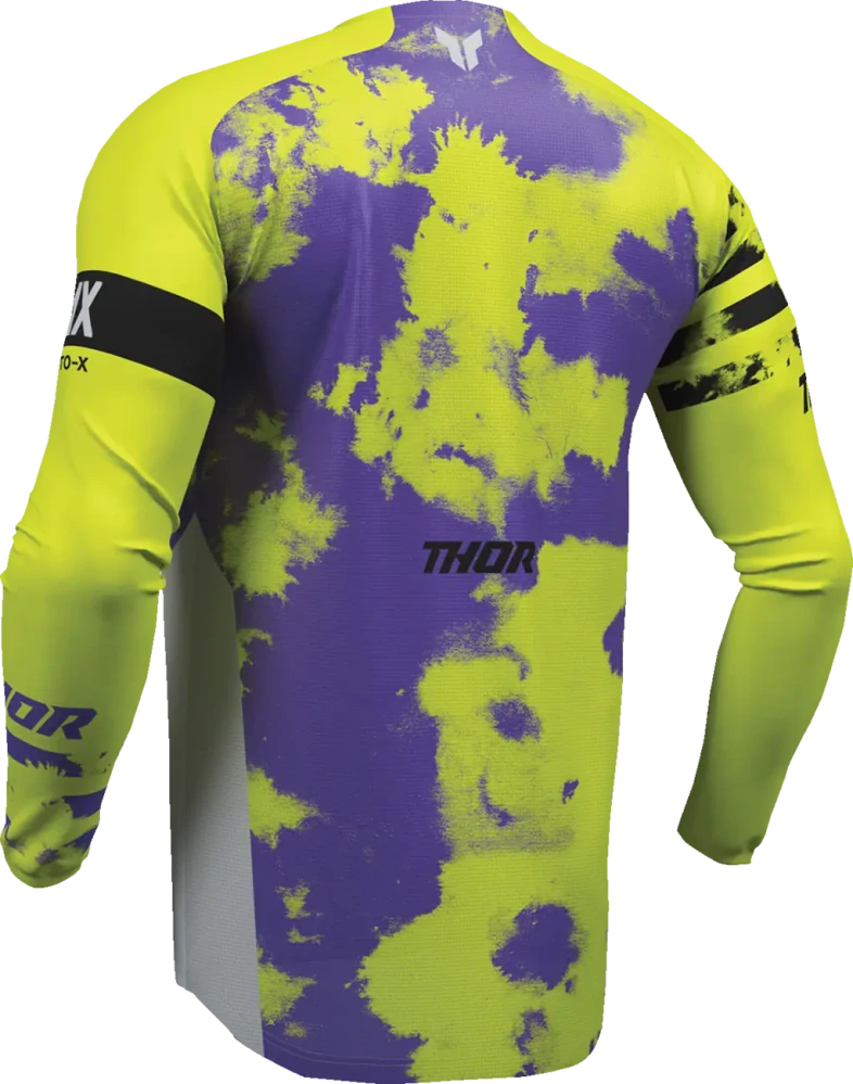 Dětský sportovní motokrosový / MTB dres THOR LAUNCHMODE RACEWEAR BLEACH barva šedá/fialová/acid