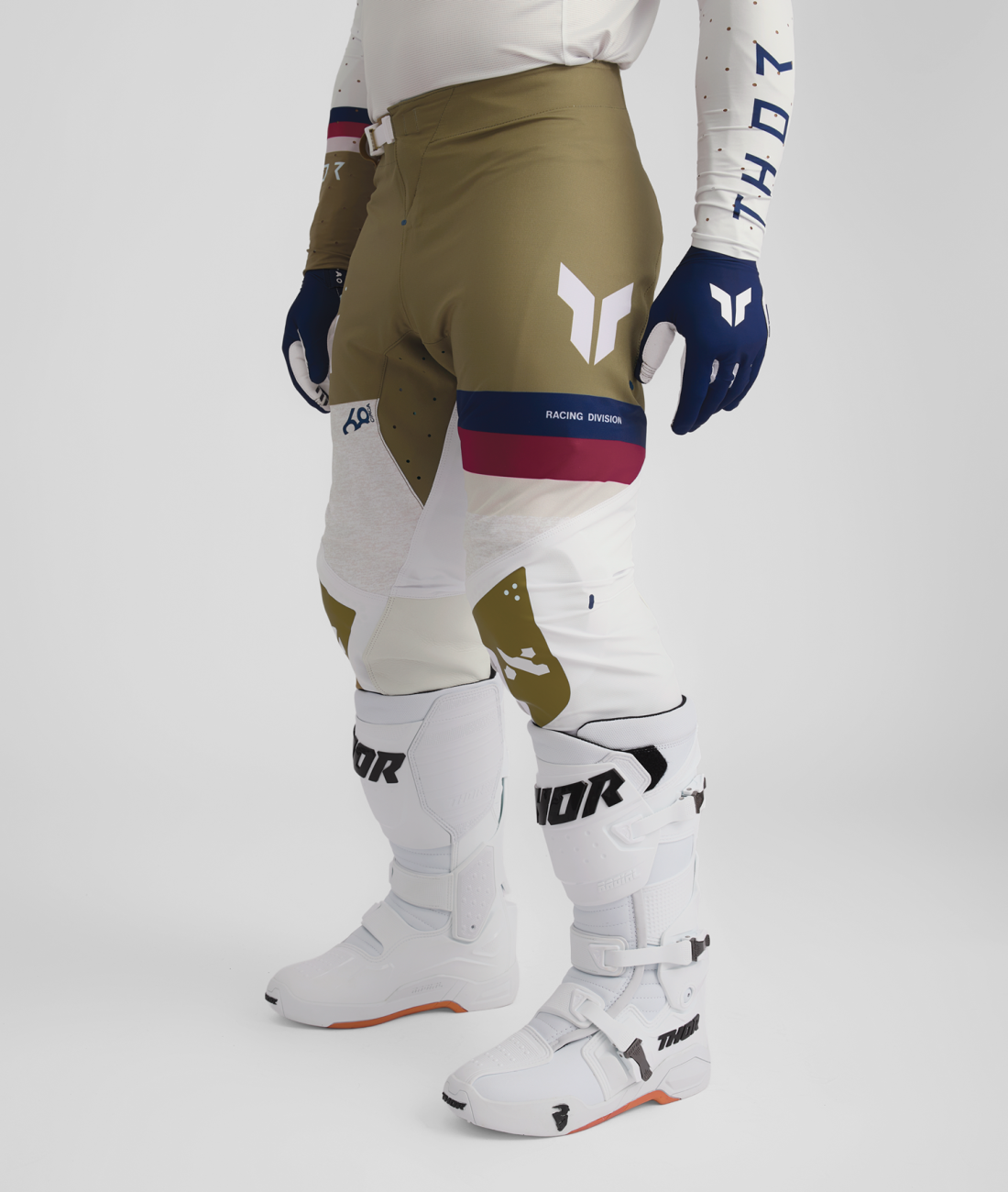 Lehké a pružné motokrosové oblečení - komplet dresu a kalhot THOR SPORTMODE LEAGUE barva bílá copper