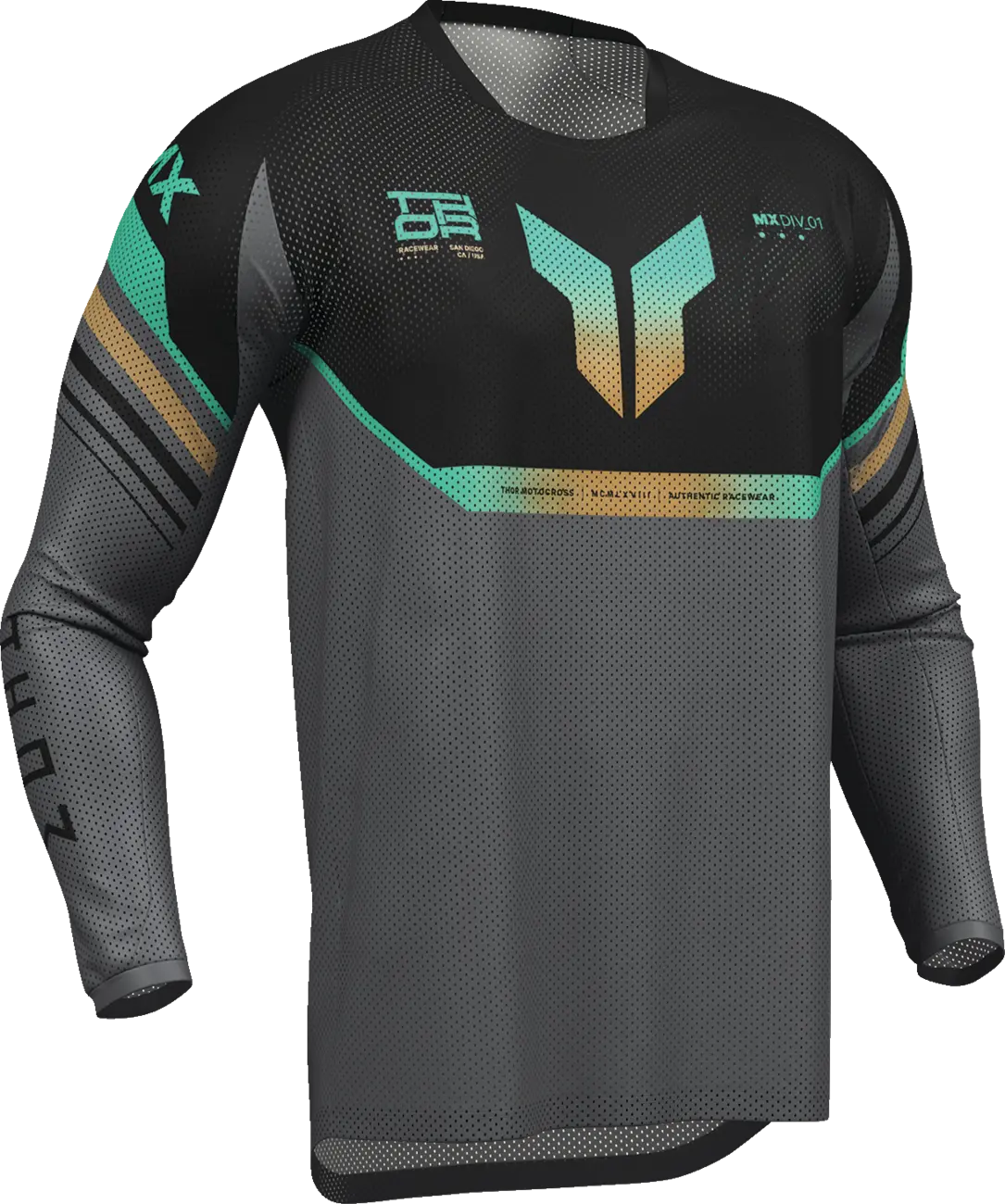 Ventilační motokrosový / enduro dres THOR LAUNCHMODE VENTED AIR RAPTOR barva midnigt/šedá 