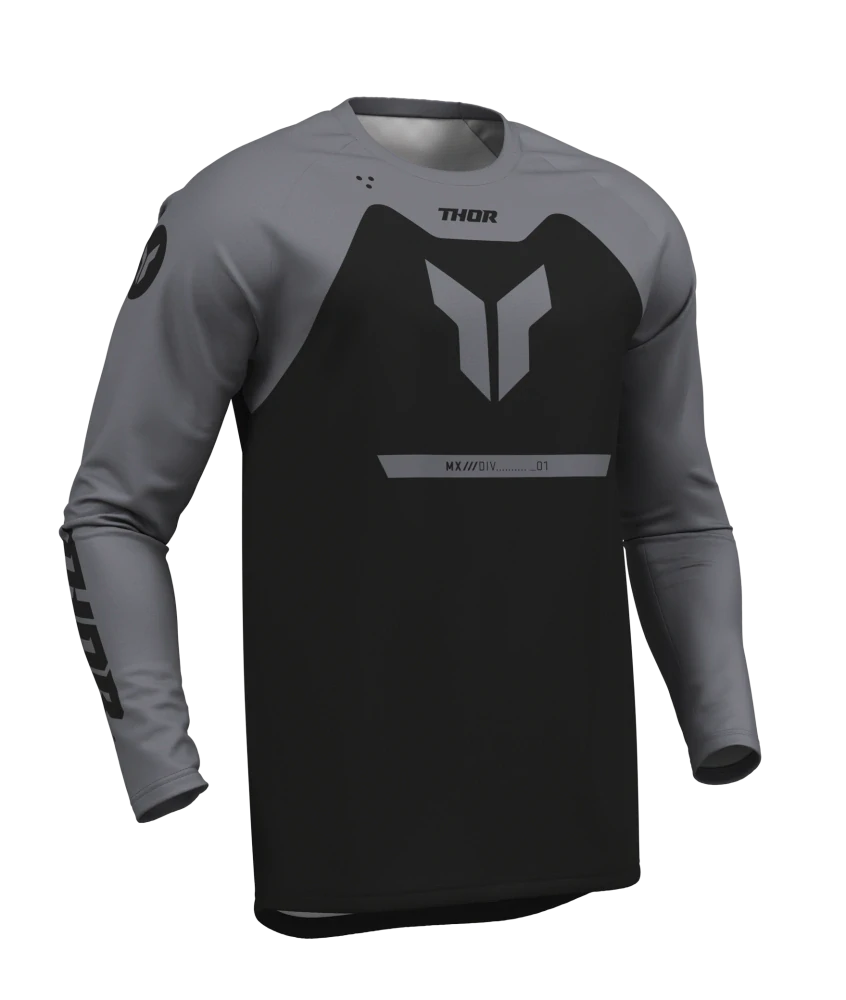 A Motokrosové - enduro kalhoty a dres / motokrosový - enduro komplet  THOR RIDEMODE MENACE barva černá/šedá velikost 38+2XL