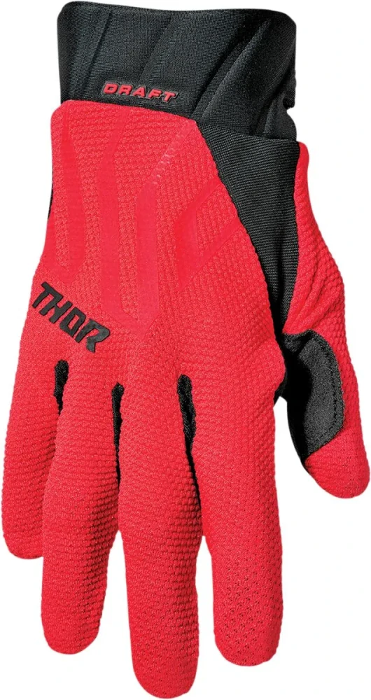 A Motokrosové rukavice / MTB rukavice THOR DRAFT barva černá/červená velikost M / pár