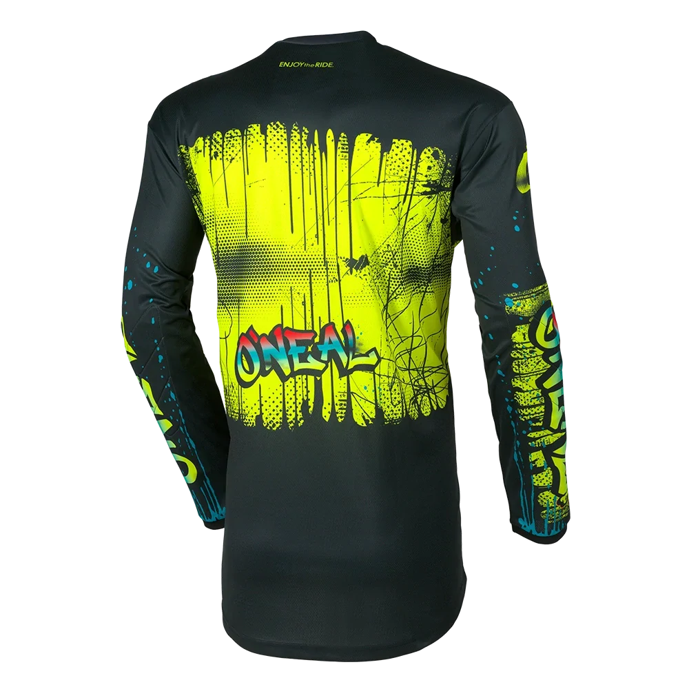 a Dětský motokrosový / enduro komplet kalhot a dresu ONEAL ELEMENT RANCID barva černá/neonově žlutá velikost 26 + L