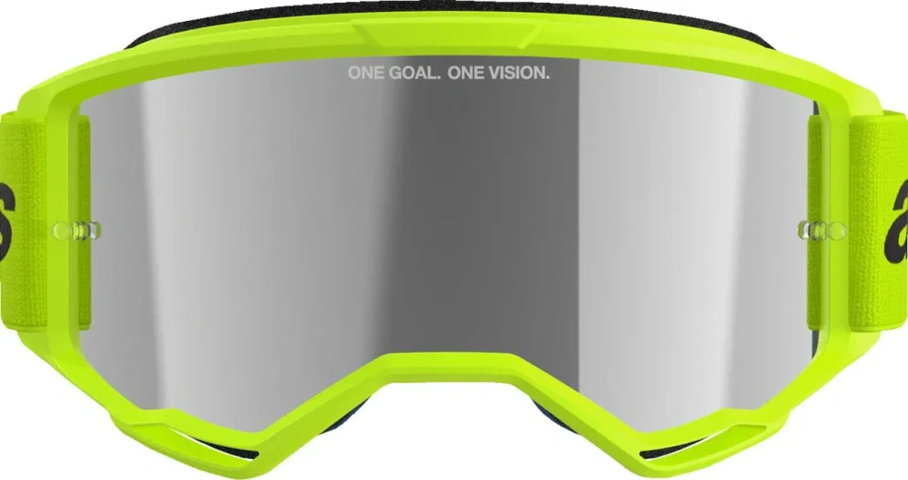 Motokrosové / enduro brýle ALPINESTARS VISION 3 WORDMARK ŽLUTÁ FLOU 5103225-5299 se zrcadlovým objektivem 