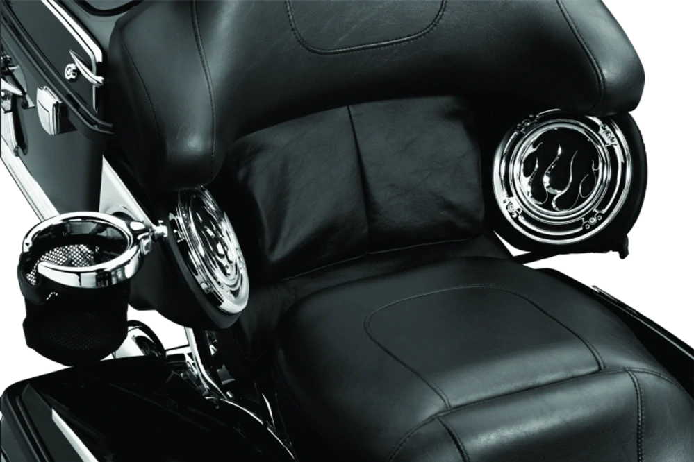 Držák na pití pro spolujezdce pro upevnění na motocykl KURYAKYN PASSENGER DRINK HOLDER pro HARLEY DAVIDSON FLH rok 2014-2025, FLT TOURING barva chromová