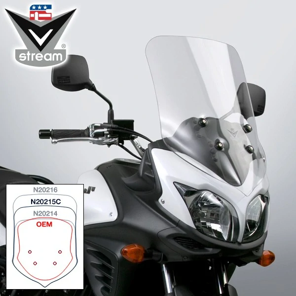 Plexi motocyklu NATIONAL CYCLE verze střední N20215C pro SUZUKI DL V-Strom/V-Strom Adventure/X/XT rok 2012-2016 barva čirá, výška plexi 56,6 cm