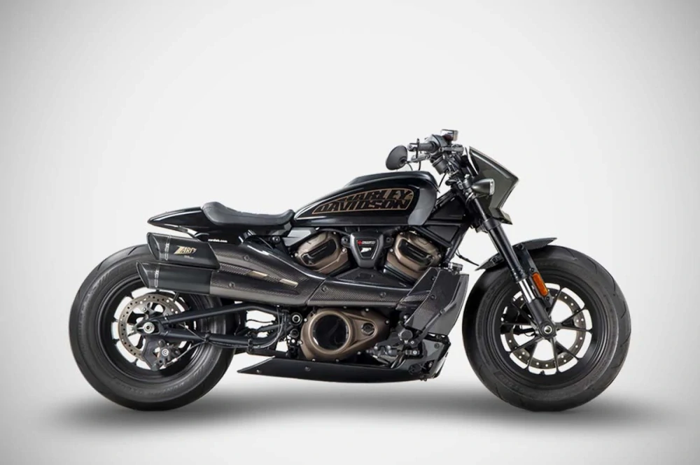 Výfukový systém motocyklu ZARD FULL KIT EXHAUST SYSTEM 2:1 pro motocykl HARLEY DAVIDSON Sportster S RH1250S ROK 2021-2025 VIZ POPIS, barva černá
