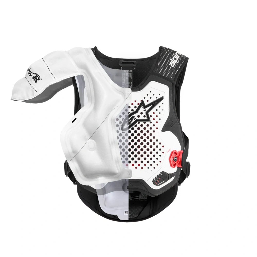 Motokrosový airbag chránící záda, krk, hruď a břicho - airbagová vesta ALPINESTARS TECH-AIR®MX PLASMA system, barva bílá/černá/červená