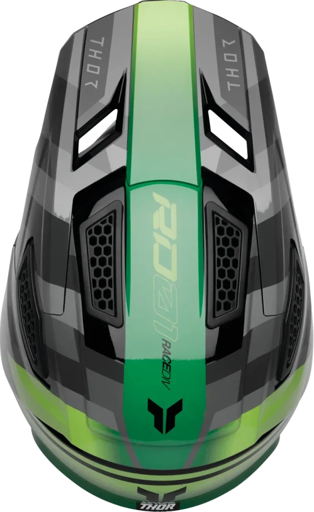 Motokrosová přilba / MX helma THOR FLEET CAMBER barva černá/zelená lesklá