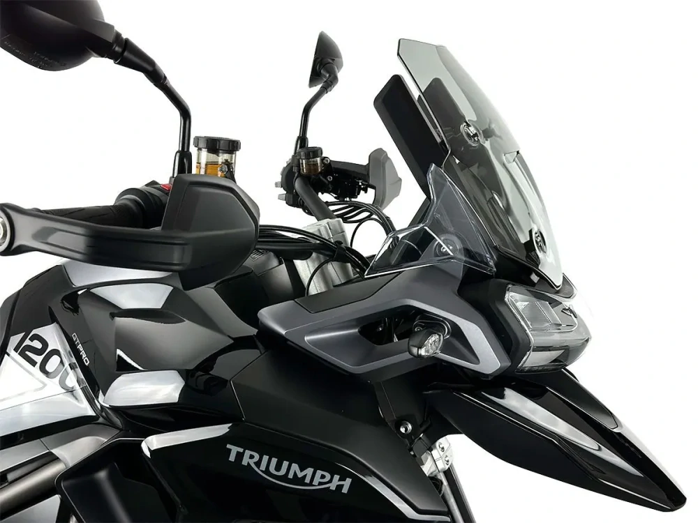 Plexi motocyklu WRS verze SPORT pro motocykly TRIUMPH TIGER 1200 GT / PRO / EXPLORER / RALLY rok 2022-2026 výška plexi 34,5 cm barva kouřová