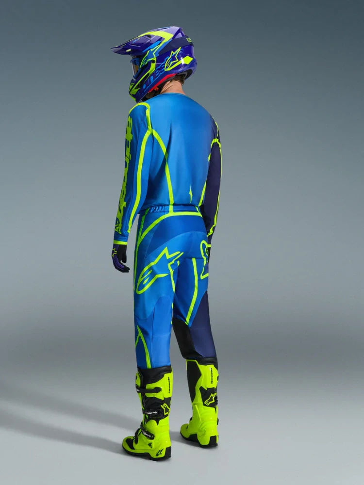 a Motokrosový komplet kalhot a dresu ALPINESTARS FLUID APEX barva modrá/žlutá fluo velikost 30+S
