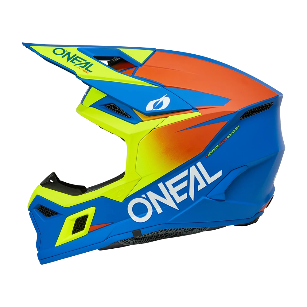 a Dětská motokrosová přilba ONEAL 3 SRS SOLID barva modrá/neonově žlutá velikost XL