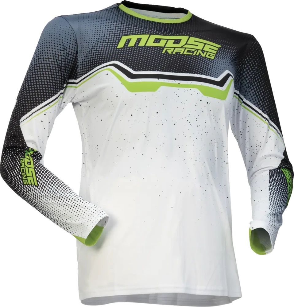 Dětský motokrosový-enduro komplet kalhot a dresu MOOSE OFFROAD QUALIFIER barva bílá/šedá/černá/zelená  