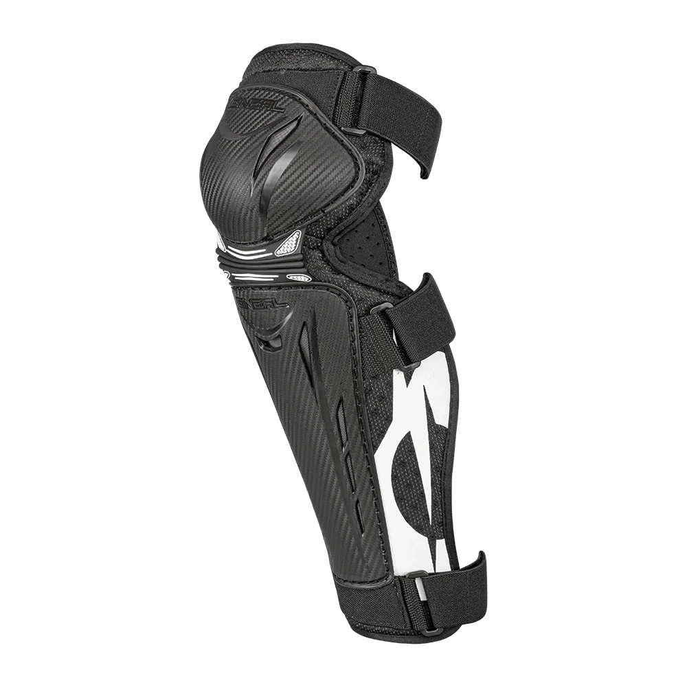 a Motokrosové kolenní chrániče ONEAL TRAIL FR CARBON LOOK KNEE GUARD barva černá/bílá, velikost M 