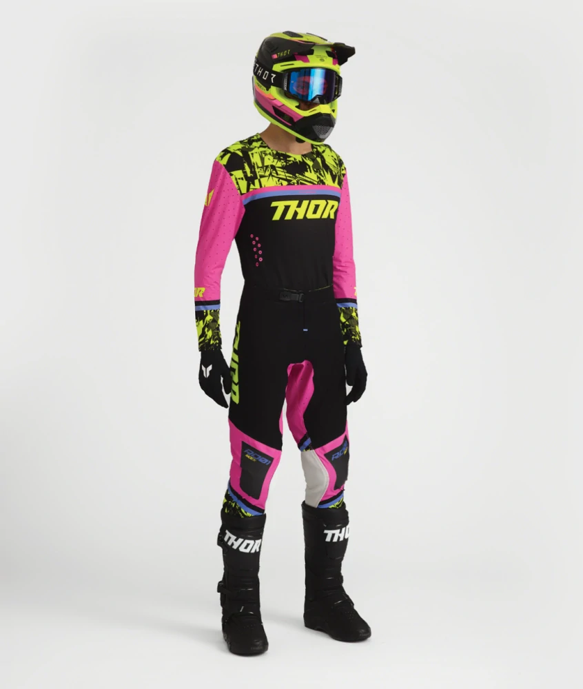 Lehký a pružný motokrosový - enduro dres THOR SPORTMODE PUNKD barva černá/růžová 