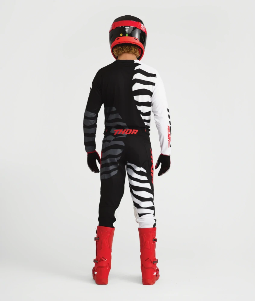 a Motokrosový / enduro komplet kalhot a dresu THOR LAUNCHMODE SHREDDER barva černá/šedá/bílá/červená velikost 38+XL