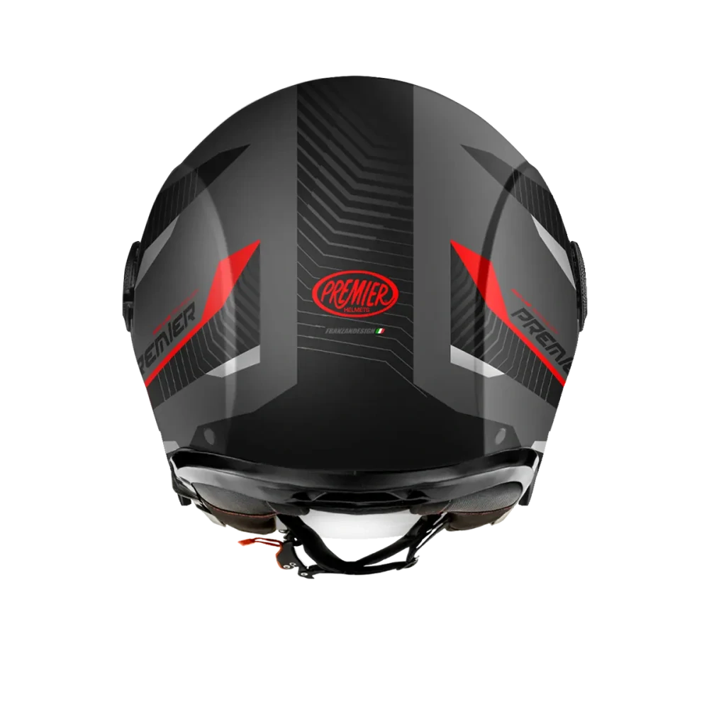 a Motocyklová otevřená přilba PREMIER HELMET CITY FLY EVO FA barva šedá/černá/červená velikost S