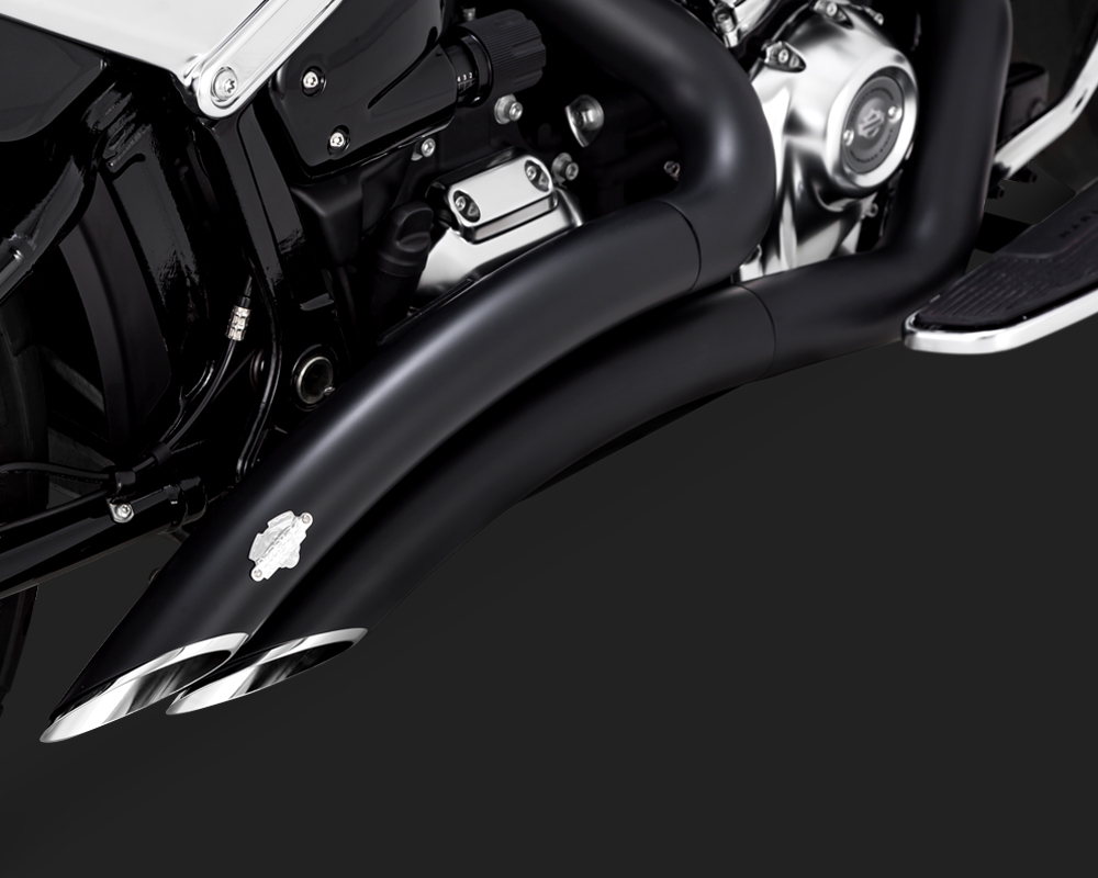 Kompletní výfuk Vance & Hines Black Big Radius pro motocykly Harley Davidson FLFB, FLFBS,  FXDR, FXBRS 2018 - 2019 černý