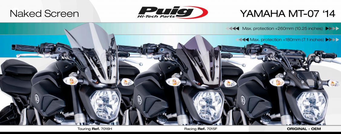 Plexi Puig sport pro Yamaha MT-07 14-17 MODRÉ 