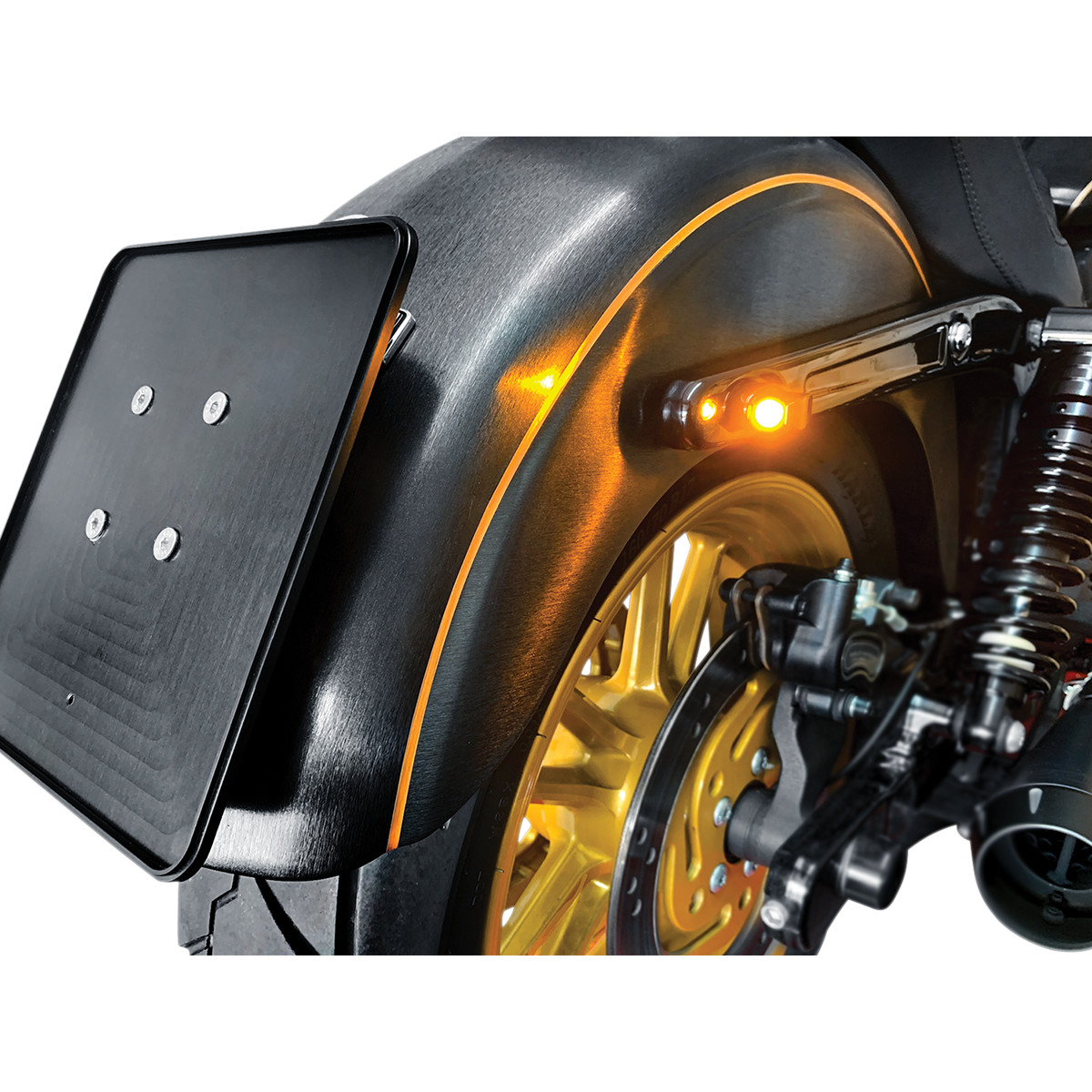 Blinkry motocyklu HEINZ BIKES pro HARLEY DAVIDSON modely 1993-2020 , barva černá, pár 