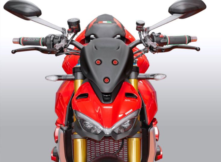 Plexi motocyklu WRS pro DUCATI STREETFIGHTER V4/S rok 2020-2021, barva tmavě kouřová, výška 25 cm, verze sport