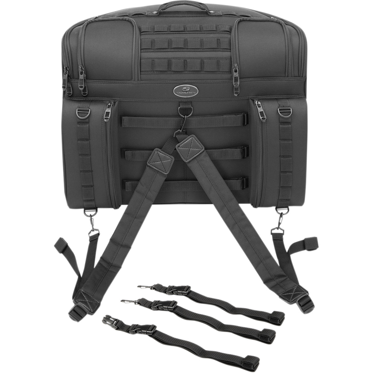 Textilní brašna na zadní sedadlo motocyklu SADDLEMEN BACKREST BAG BR4100 TACTICAL EX00033A černá, objem 67,2 litru 