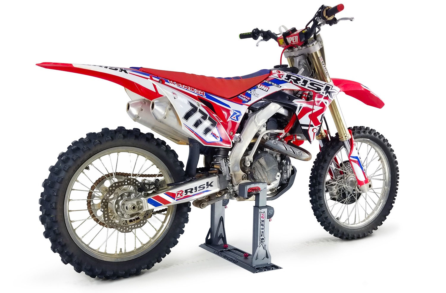 Transportní stojan/systém pro motokrosové motocykly Risk Racing Lock-N-Load Pro stříbrný