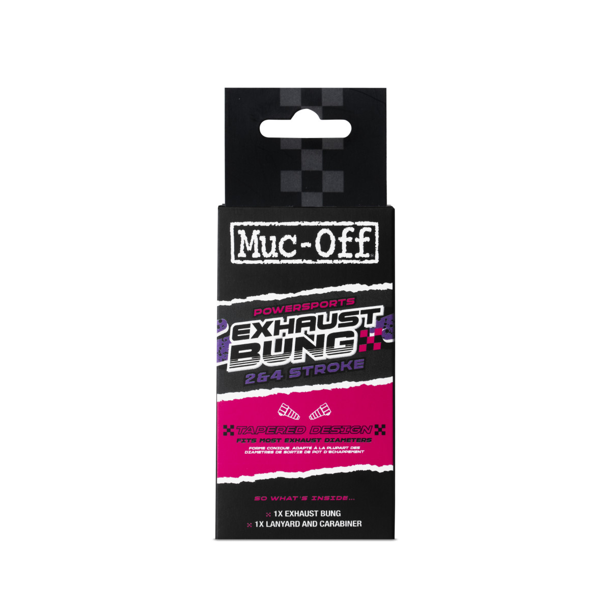 a Zátka - špunt do výfuku motocyklu MUC-OFF Exhaust Wash Plug pro 2t a 4T