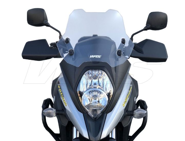 Plexi motocyklu WRS pro SUZUKI V-STROM 650 2017-2020, verze SPORT, výška 28 cm, barva čirá 