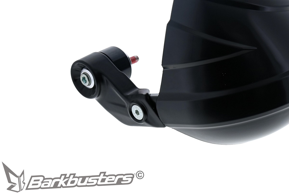Sada motocyklových krytů páček s výztuhou BARKBUSTERS HANDGUARDS STORM SINGLE POINT BAR END MOUNT černé, pár, pro řídítka s vnitřním závitem 6 mm nebo 8 mm
