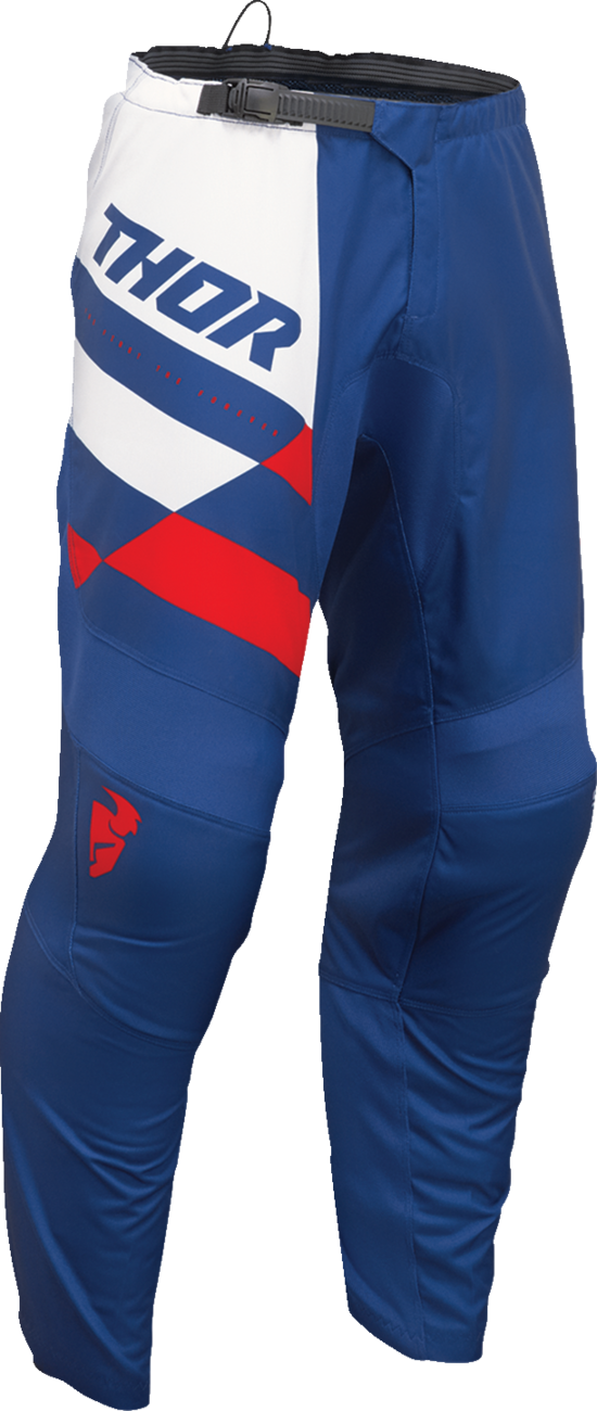 A Motokrosový - enduro komplet kalhot a dresu THOR SECTOR CHECKER CHARCOAL NAVY MODRÁ/ČERVENÁ VELIKOST 32+M