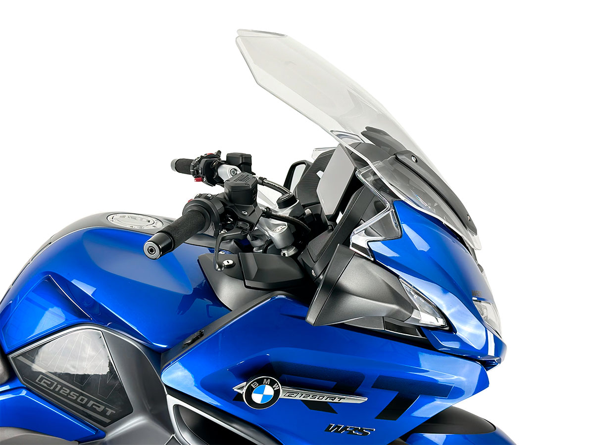 Plexi motocyklu WRS TOURING pro BMW R 1250 RT ABS rok 2021-2023, výška 64 až 71 cm, šířka 66 cm, barva čírá