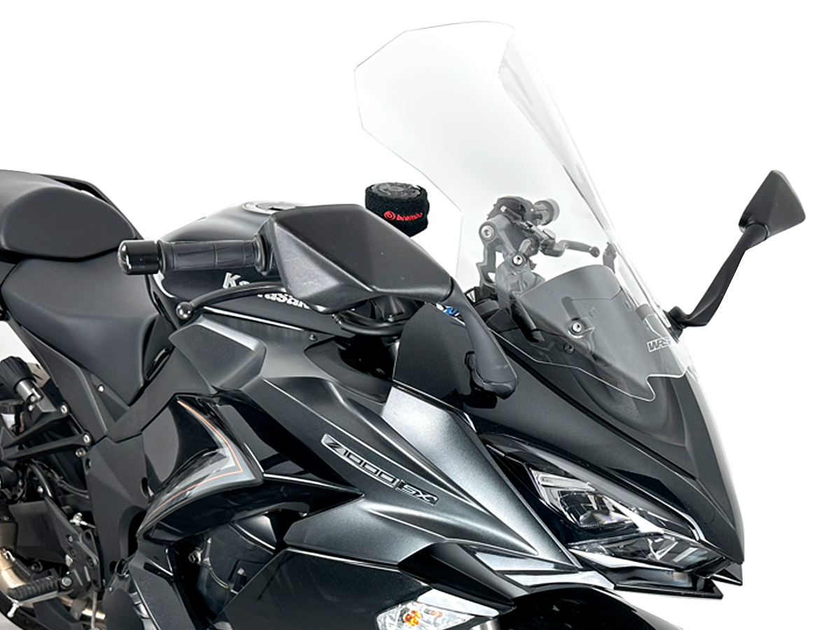 Plexi motocyklu WRS verze CAPONORD pro motocykly KAWASAKI Ninja 1000 SX ABS rok 2017 až 2023, výška plexi 47 cm, barva čirá