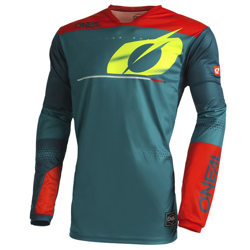 a Motokrosový komplet ONEAL HARDWEAR HAZE modrozelená/červená velikost 34 + L