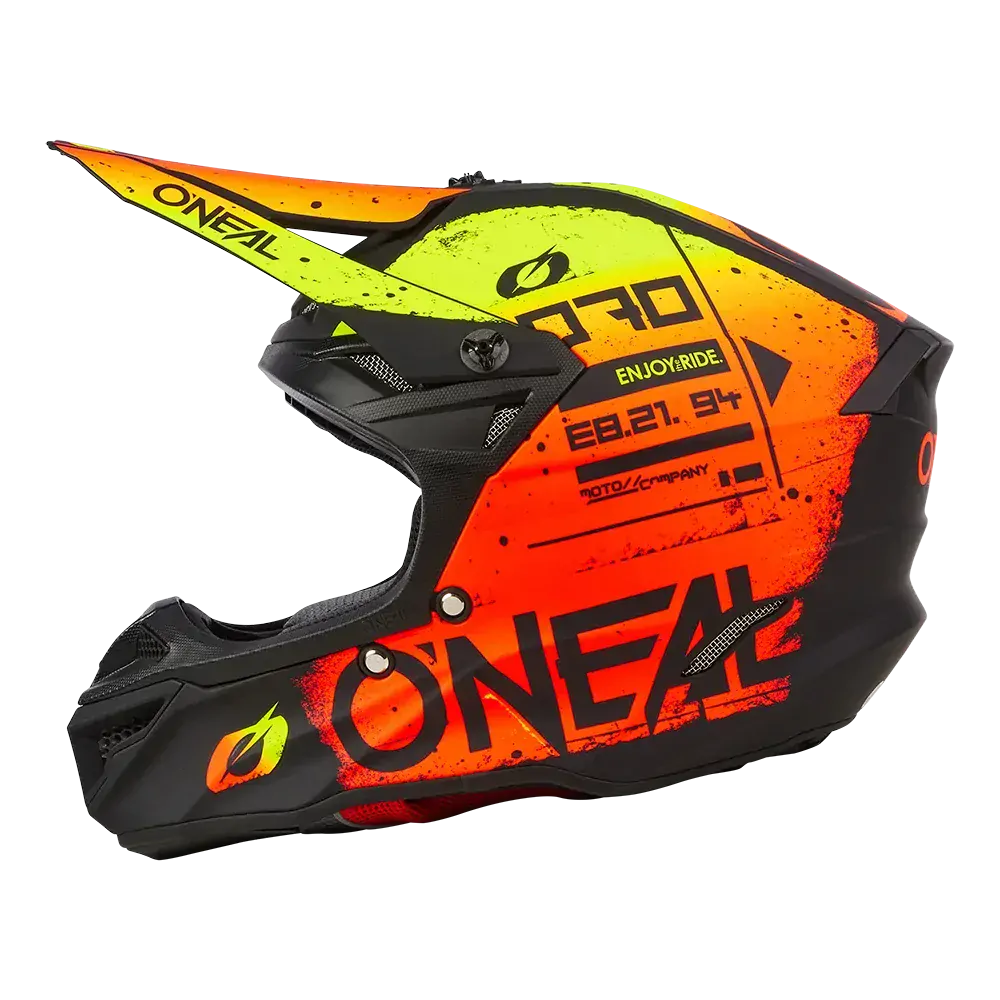 A Motokrosová přilba ONEAL 5 SRS SERIES SCARZ V.24 černá/červená/žlutá  fluo velikost XS , obvod hlavy 53-54 cm 