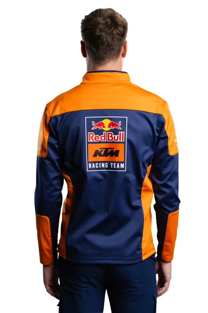 Softsheelová bunda bez kapuce na zip KTM REPLICA TEAM SOFTSHELL JACKET modrá/oranžová