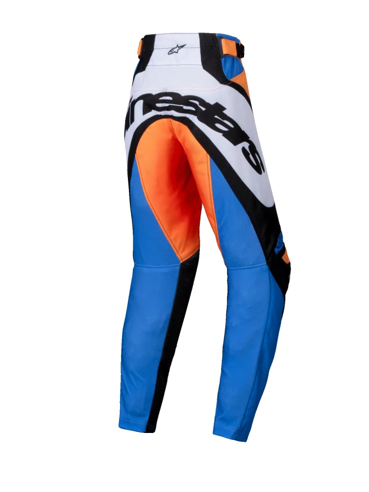 a Dětský motokrosový komplet kalhot a dresu ALPINESTARS RACER MELT barva oranžová/modrá velikost 24+M