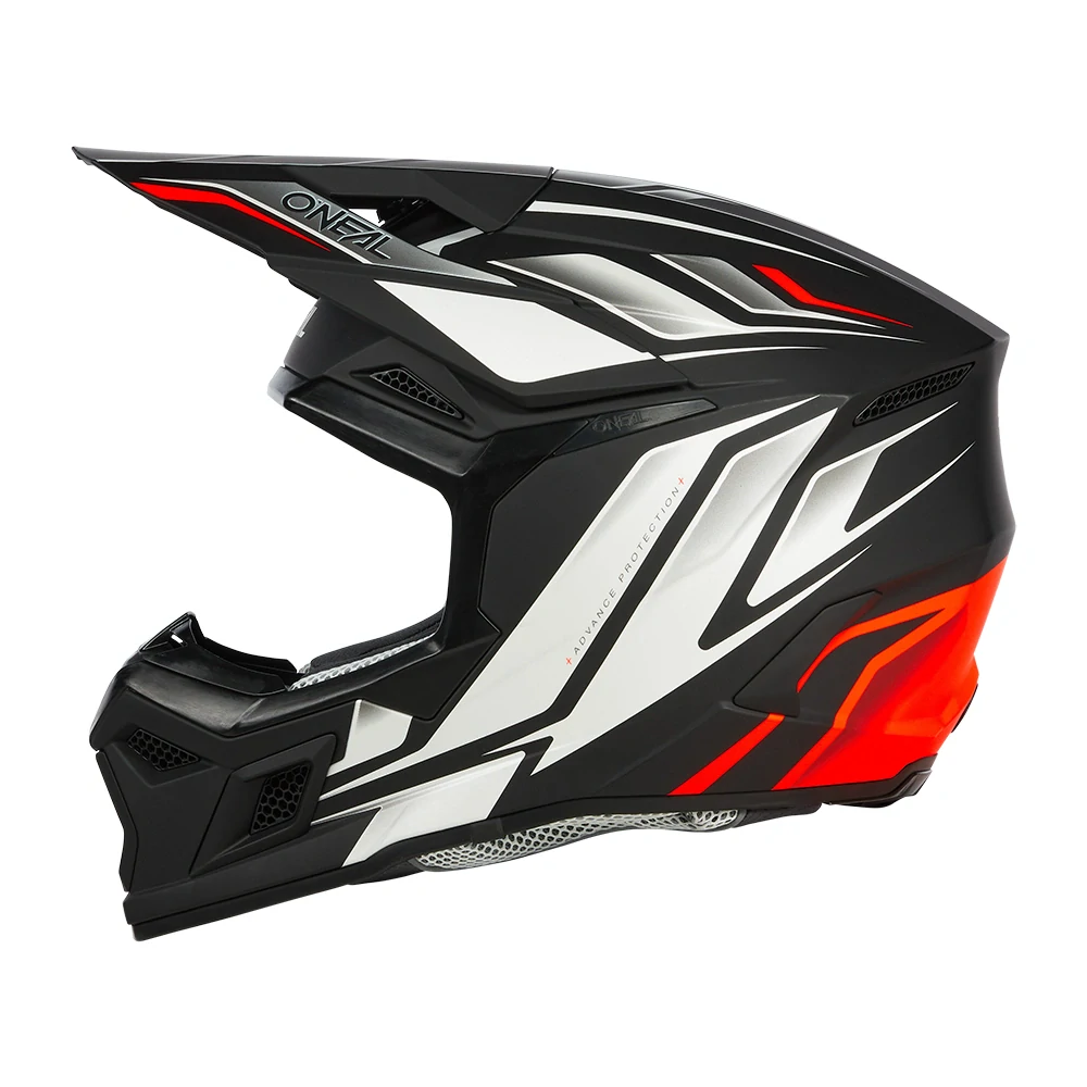 a Dětská motokrosová přilba / MX helma ONEAL 3SRS VERTICAL barva černá/červená fluo, velikost M pro obvod hlavy 51-52 cm 