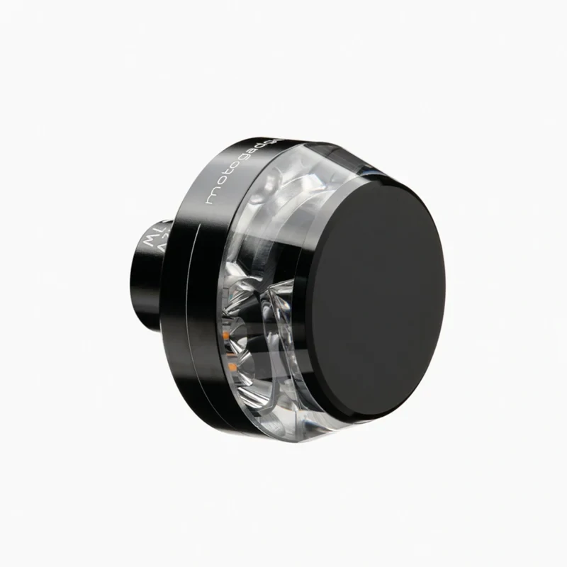 Homologovaný led motocyklový blinkr do konců řidítek MOTOGADGET TURN SIGNAL MO.BLAZE DISC - POZICE MONTÁŽE PŘEDNÍ  LEVÁ, barva lesklý chrom 
