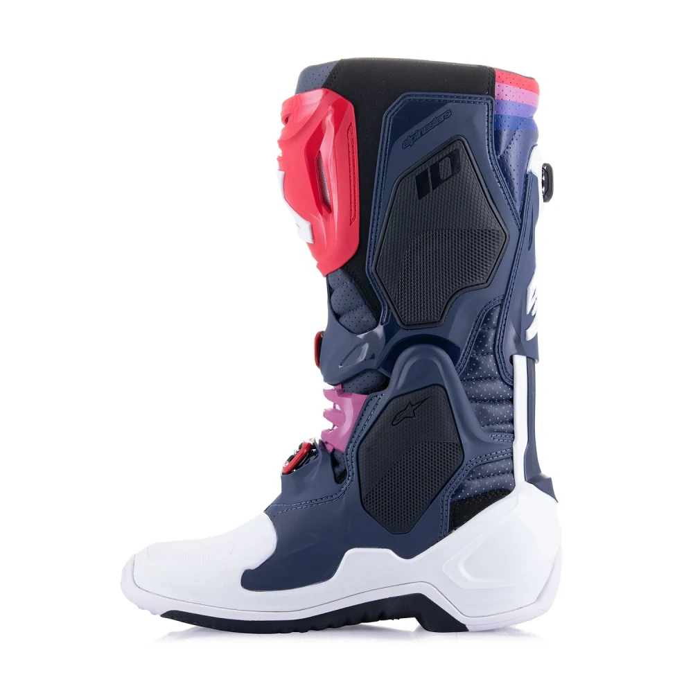 Ventilační motokrosové boty s vnitřní botičkou ALPINESTARS TECH 10 SUPERVENTED VENTILAČNÍ barva bílá/červená/fialová/tmavě modrá