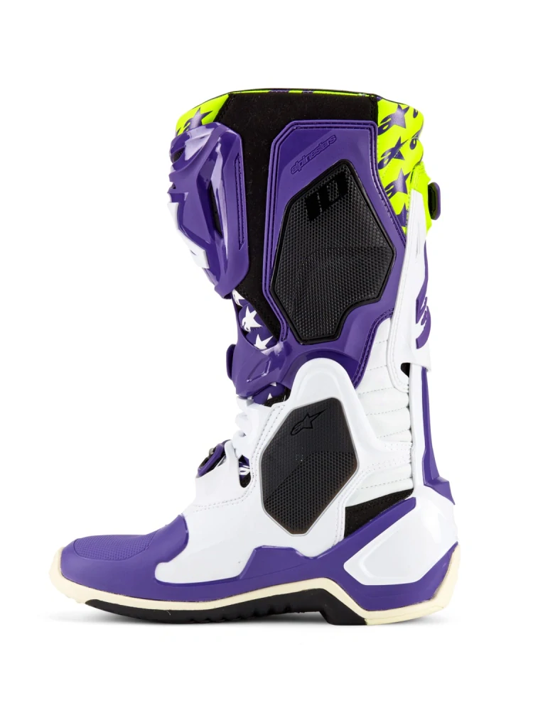 Motokrosové boty ALPINESTARS TECH 10 DIRT STUDIOS LIMITOVANÁ EDICE bílá/fialová/žlutá fluo
