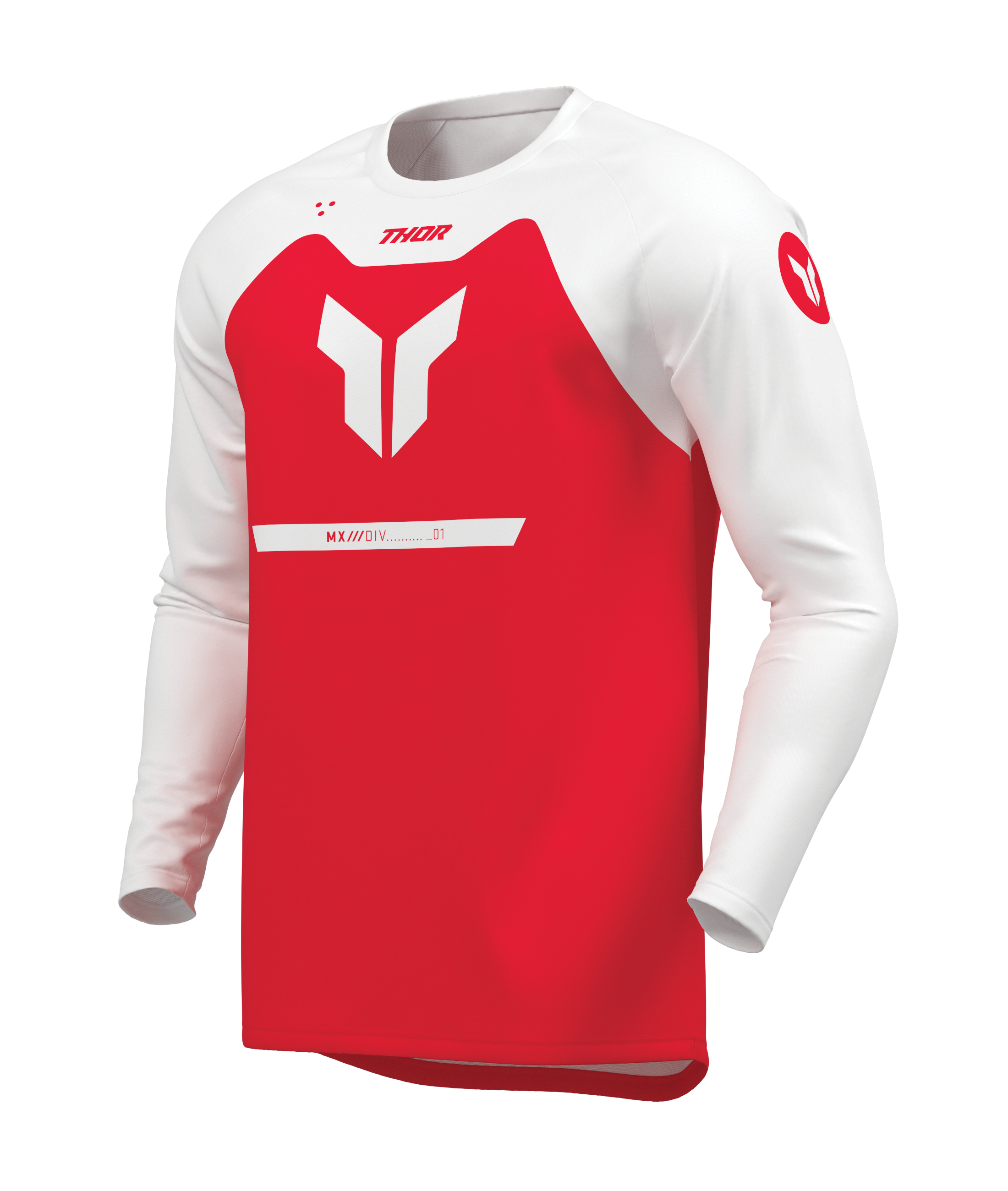 a Dětský sportovní motokrosový / MTB dres THOR RIDEMODE RACEWEAR MENACE barva červená/bílá velikost L