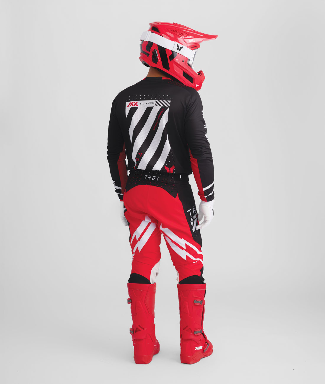 Motokrosový / enduro komplet kalhot a dresu THOR LAUNCHMODE FUTURA barva černá/červená 
