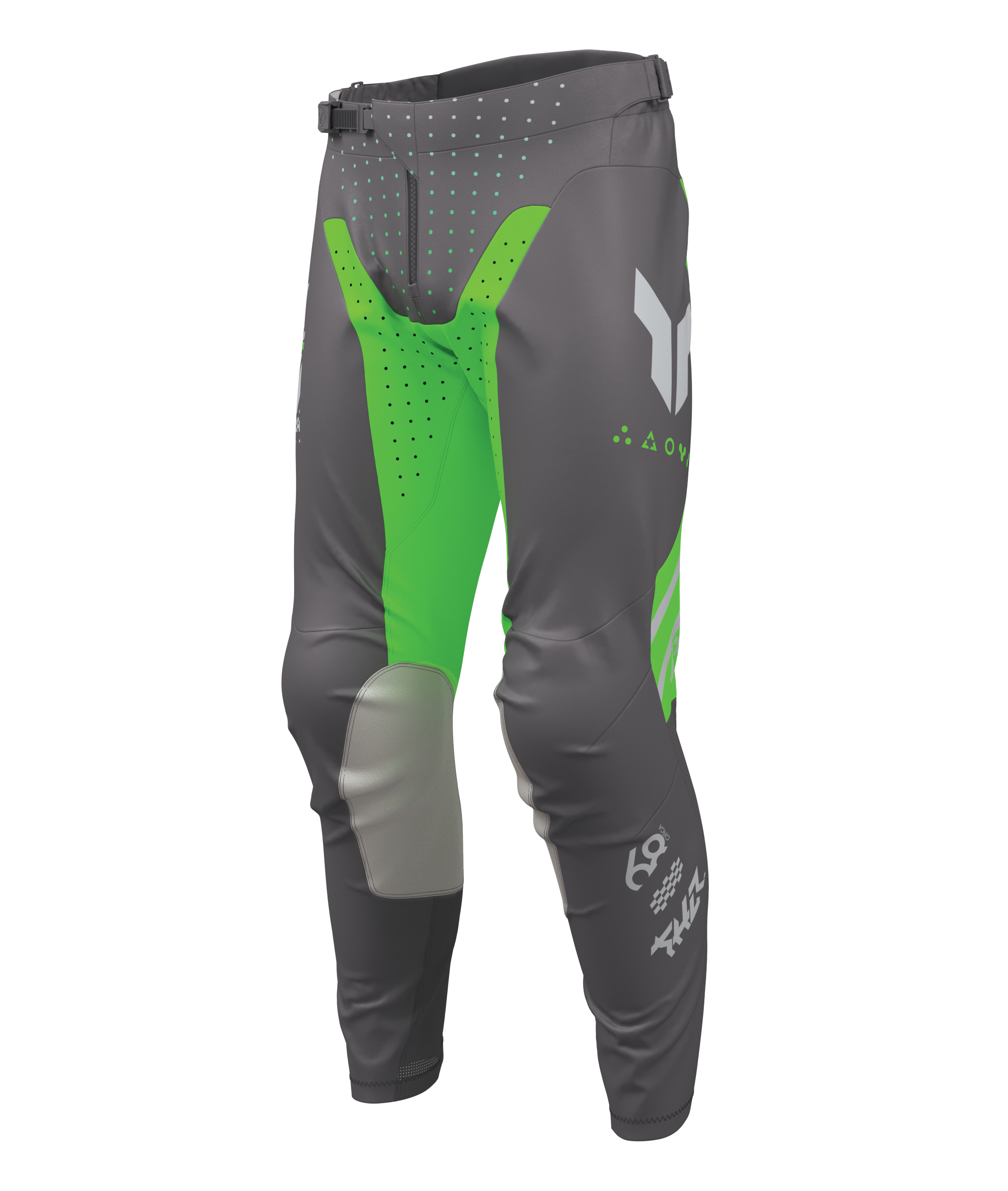 Motokrosové / enduro kalhoty THOR LAUNCHMODE FUTURA barva šedá/zelená