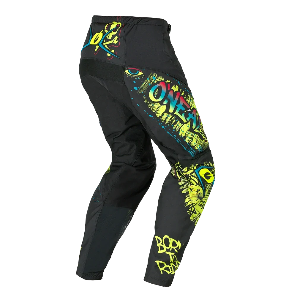 a Dětský motokrosový / enduro komplet kalhot a dresu ONEAL ELEMENT RANCID barva černá/neonově žlutá velikost 26 + L