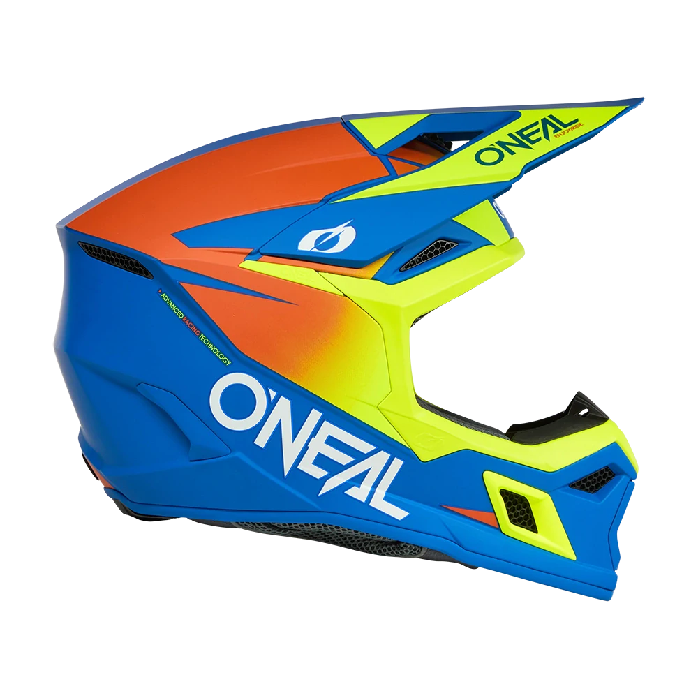 a Dětská motokrosová přilba ONEAL 3 SRS SOLID barva modrá/neonově žlutá velikost XL